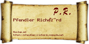 Pfendler Richárd névjegykártya
